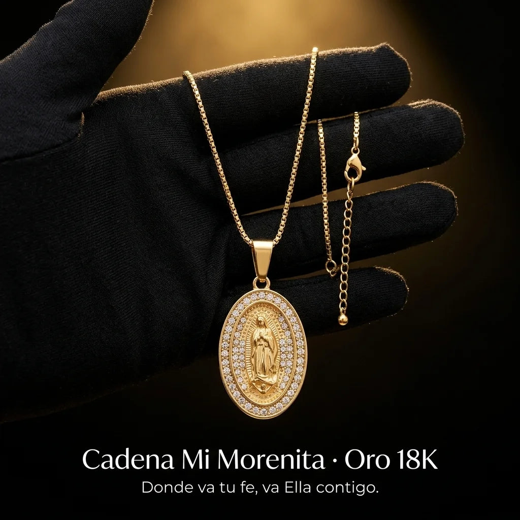 Cadena Mi Morenita · Virgen de Guadalupe · Oro 18K