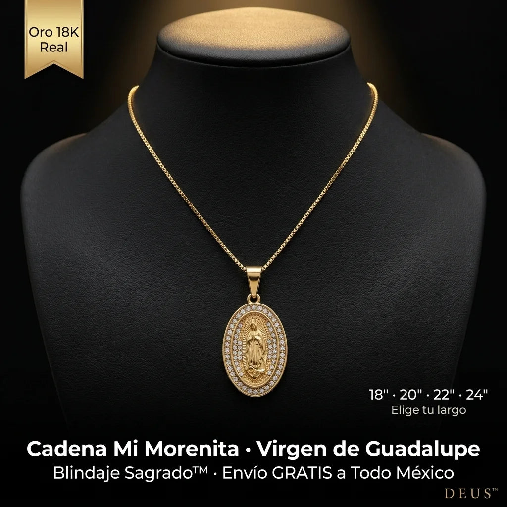 Cadena Mi Morenita · Virgen de Guadalupe · Oro 18K