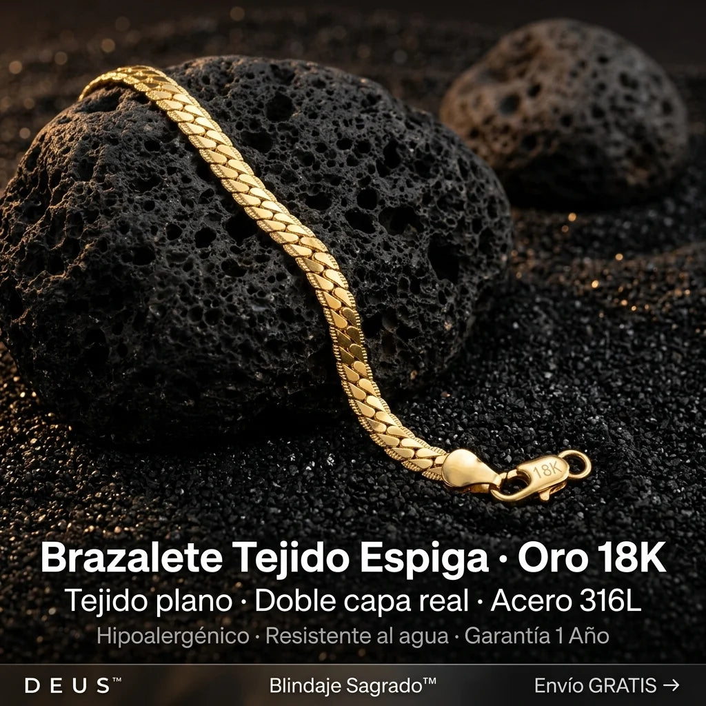 Brazalete Tejido Espiga · Oro 18K